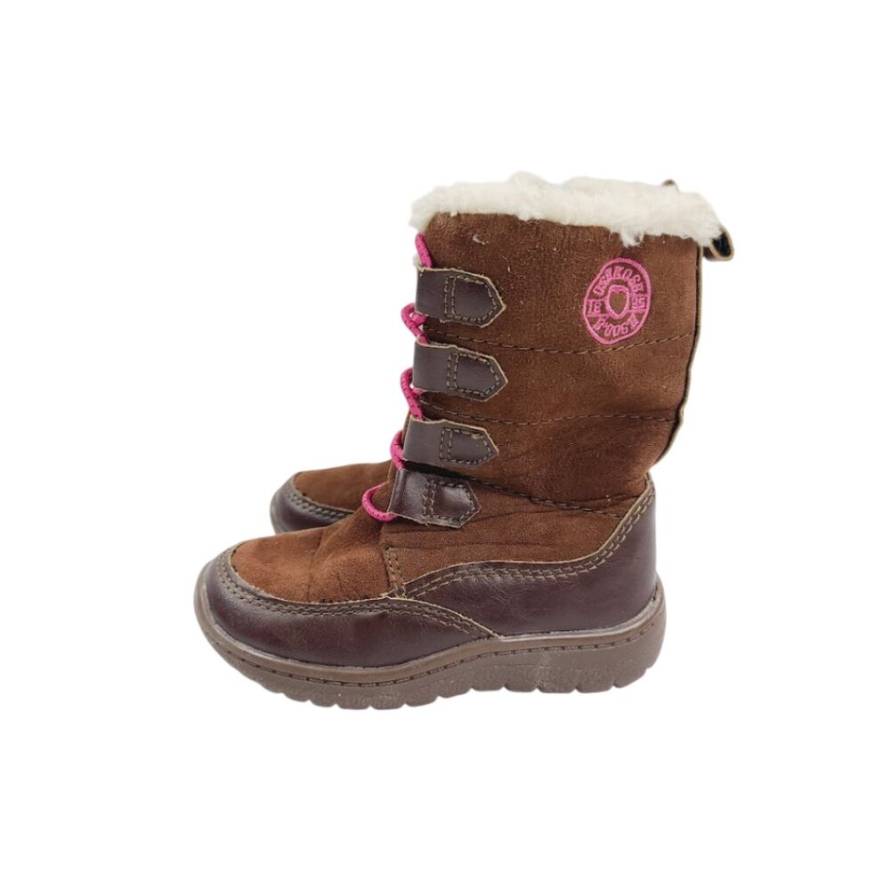 OshKosh B'Gosh Girl's Brown Nessa-G Lined Faux Leather Suede Winter Boots Size 6